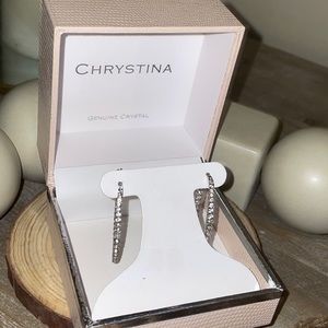 Crystal, sterling silver hoops.